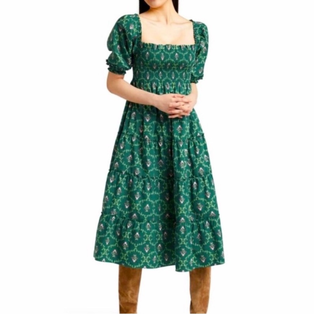 Hill House Green Trellis Nesli Dress